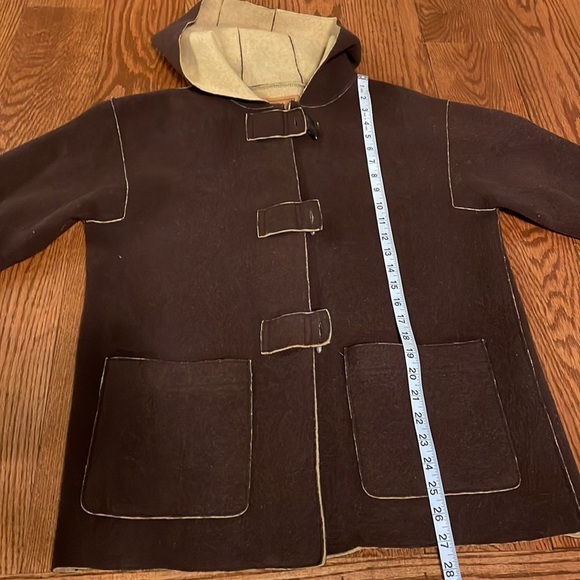 VINTAGE Lauren Ralph Lauren brown wool hooded coat horn toggle closures size MP - Picture 15 of 16